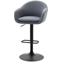 HOMCOM Bar Stool with Footrest; Adjustable Height, Linen-Like, 54 cm x 54 cm x 112 cm, Gray(m-11)