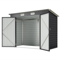 Outsunny Abri de Jardin 2,7 m², Dim. 249 x 121 x 183 cm gants inclus portes doubles verrouillables ventilations tôle acier gris