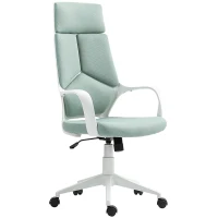 HOMCOM Silla de Oficina en Tela con Balanceo, Altura Ajustable y Asiento Giratorio, 63x63x117-127 cm, Verde(m-6)