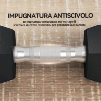 HOMCOM Set di 2 Manubri da 6 kg Esagonali con Presa Antiscivolo e Rivestimento in Gomma, Nero(m-5)