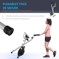 HOMCOM Bicicleta Estática Plegable con Respaldo 8 Niveles de Resistencia Volante Pantalla LCD Pulsómetro y Sillín Ajustable(m-7)
