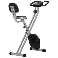HOMCOM Bicicleta Estática Plegable con Respaldo 8 Niveles de Resistencia Volante Pantalla LCD Pulsómetro y Sillín Ajustable(m-1)