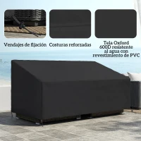 Outsunny Funda para Banco de Jardín de 3-4 Plazas Tela Oxford 600D con Recubrimiento Impermeable para Terraza 218x111x63/101 cm(m-4)