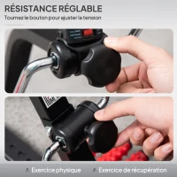 HOMCOM Vélo d'entraînement pour la rééducation des bras et des jambes avec hauteur et largeur réglable, masseurs, LCD, noir(m-5)