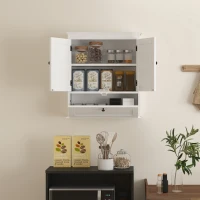 HOMCOM Bathroom Wall Cabinet with Adjustable Shelf and Recessed Doors, White(m-8)