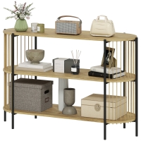 HOMCOM Table de Console en Corde de Papier Tressé à la Main Cadre en Acier Style Bohème 124x43,5x80 cm Naturel