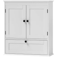 HOMCOM Bathroom Wall Cabinet with Adjustable Shelf and Recessed Doors, White(m-11)
