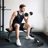 HOMCOM Set di 2 Manubri da 6 kg Esagonali con Presa Antiscivolo e Rivestimento in Gomma, Nero(m-2)