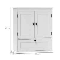 HOMCOM Bathroom Wall Cabinet with Adjustable Shelf and Recessed Doors, White(m-3)