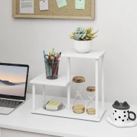 HOMCOM Étagère Bibliothèque de 3 Niveaux Effet Bois avec Cadre en Métal pour Bureau Cuisine 40x20x34,5 cm Blanc(m-2)