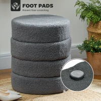 HOMCOM Hocker, rond, teddyfleece, metalen frame, tot 120kg, Φ40x45H cm, Donkergrijs(m-5)