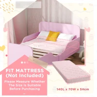 AIYAPLAY Kinderbedframe, eenpersoonsbed voor kinderen, veiligheidshekje, klein bed voor kinderkamer, MDF, zonder matras, Roze(m-6)