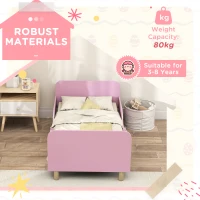 AIYAPLAY Kinderbedframe, eenpersoonsbed voor kinderen, veiligheidshekje, klein bed voor kinderkamer, MDF, zonder matras, Roze(m-5)