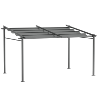 Outsunny Pergola rétractable 4 x 3 m structure métal époxy anticorrosion toile Polyester180 g/m² Incluse Gris