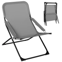Outsunny Sedia da Giardino Pieghevole e Reclinabile su 4 Livelli, in Acciaio e Poliestere, 69x91x96 cm, Nera Grigia(m-1)