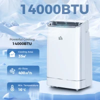 HOMCOM 14000 BTU Mobile Air Conditioner, 35m², Smart Home WiFi, with Dehumidifier, Fan, 24H Timer, Window Kit, White(m-2)