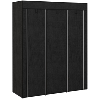 HOMCOM Armario de Tela Plegable Ropero Portátil con 8 Estantes y 2 Barras de Colgar para Dormitorio 125x43x162,5 cm Negro