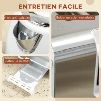 HOMCOM Ensemble bouilloire et grille-pain, bouilloire en acier inoxydable 1,7 L et 2200 W et grille-pain à 4 tranches, blanc(m-7)