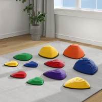 AIYAPLAY Set di 11 pietre di equilibrio, Design antiscivolo, per interni & esterni, impilabile, Colorato(m-4)