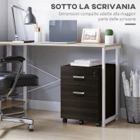 Vinsetto Schedario da Ufficio Cassettiera Per Scrivania in Legno, 2 Cassetti, Serratura con 2 Chiavi, Nero, 40x45x55.6cm(m-5)