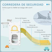 AIYAPLAY Tobogán Infantil 4 en 1 con Aro de Baloncesto Telescopio Escalador y Cesta Inferior para Interior Amarillo y Verde(m-5)