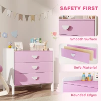 AIYAPLAY Kinder commode met 3 lades, MDF, opbergkast voor kinderen, Roze + Wit(m-6)