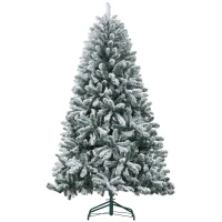 HOMCOM Árbol de Navidad Artificial Nevado 180 cm con 796 Ramas y Soporte de Metal Árbol Navideño Nevado para Interior Verde(m-11)