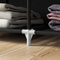 HOMCOM Armario de Tela Plegable Ropero Portátil con 8 Estantes y 2 Barras de Colgar para Dormitorio 125x43x162,5 cm Negro(m-9)