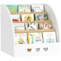 AIYAPLAY Estantería Infantil para Juguetes 4 Niveles para la Habitación Infantil Sala de Juegos 60x53x60 cm Blanco y Natural(m-10)