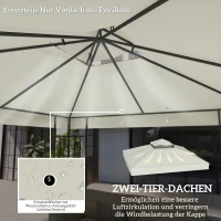 Outsunny 3 x 3 m Ersatzdach für Pavillon, Pavillon-Ersatzplane mit Wasserablauf-Löchern, UPF30+, Sonnenschutz, Hellgrau(m-4)