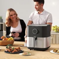HOMCOM Friteuse à Air de 8L, Air Fryer 1700W avec 8 Programmes et Circulation d'Air Chaud à 360°, Affichage LED, Noir(m-4)