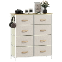 HOMCOM Commode 8 tiroirs en tissu, meuble de rangement avec 4 poches, 2 crochets, structure en acier, 86 x 30 x 94,5 cm, beige