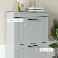 HOMCOM Meuble à chaussures, 2 portes abattants, étagères réglables, pour entrée, couloir, 54 x 24 x 82,5 cm, gris(m-7)