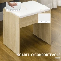 HOMCOM Toeletta da Trucco con Specchio, Tavolo da Trucco, Sgabello, 4 Cassetti e 4 Ripiani, Colore Legno(m-6)