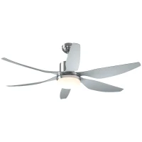 HOMCOM Reversible Ceiling Fan with Light, 6 Blades Indoor Modern Mount LED Lighting Fan with Remote Controller, for Bedroom, Living Room, Silver(m-11)