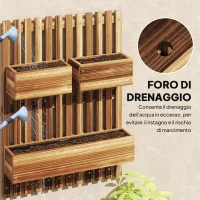 Outsunny Fioriera Verticale a Doghe con 3 Vasi Rimovibili, in Legno di Abete, 60x16x80 cm, Marrone Bruciato(m-7)