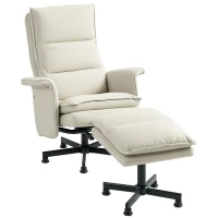 HOMCOM Fauteuil massant électrique relaxant avec repose-pieds et télécommande tissu imitation lin 78 x 93 x 99 cm beige(m-1)