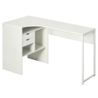 HOMCOM Scrivania angolare con 2 cassetti e 3 scomparti aperti, 120 x 60 x 74 cm, Bianco(m-1)
