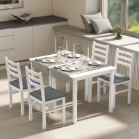 HOMCOM Set de Mesa de Comedor de 3 piezas con 2 sillas, Mesa de cocina para espacios compactos, Sillas acolchadas, ahorro de espacio, MDF, Blanco(m-4)