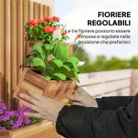 Outsunny Fioriera Verticale a Doghe con 3 Vasi Rimovibili, in Legno di Abete, 60x16x80 cm, Marrone Bruciato(m-5)