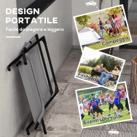 Outsunny Sedia da Giardino Pieghevole e Reclinabile su 4 Livelli, in Acciaio e Poliestere, 69x91x96 cm, Nera Grigia(m-6)