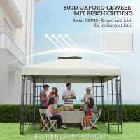 Outsunny 3 x 3 m Ersatzdach für Pavillon, Pavillon-Ersatzplane mit Wasserablauf-Löchern, UPF30+, Sonnenschutz, Hellgrau(m-6)