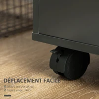 HOMCOM Caisson de bureau avec 5 tiroirs 1 porte étagère réglable, support imprimante sur roulettes, 78x40x66,5 cm, noir(m-6)