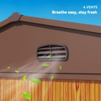 Outsunny Abrigo de Jardim 4,84m² 278x195x215 cm Abrigo de Jardim com 2 Portas de Correr e 4 Janelas de Ventilação Madeira e Marrom(m-8)