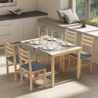 HOMCOM Ensemble de table à manger 3 pièces avec 2 chaises, Table de cuisine pour espaces compacts, chaises rembourrées, gain de place, MDF, bois naturel(m-4)