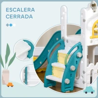 AIYAPLAY Tobogán Infantil 4 en 1 con Aro de Baloncesto Telescopio Escalador y Cesta Inferior para Interior Amarillo y Verde(m-6)