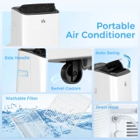 HOMCOM 12000 BTU App-Controlled Mobile Air Conditioner - White(m-9)