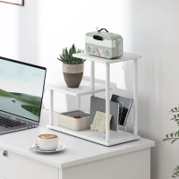 HOMCOM Libreria a 3 Livelli Effetto Legno con Struttura in Metallo per Scrivania Ufficio Cucina 40x20x34,5 cm Bianco(m-4)