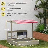 Outsunny Caixa de Areia de Madeira para Crianças com Teto Ajustável  Acessórios de Cozinha e Banco  114x110x110 cm Madeira(m-3)
