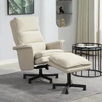 HOMCOM Poltrona massaggiante elettrica relax con poggiapiedi e telecomando tessuto effetto lino 78 x 93 x 99 cm beige(m-4)